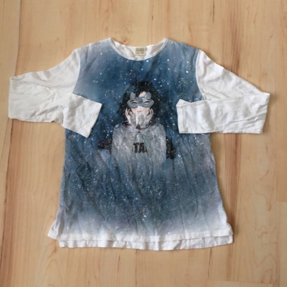 zara print long-sleeve tee